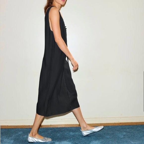 WOMEN’S DEIJI STUDIOS THE BLACK TIE SLIP DRESS 100% FRENCH LINEN WORN ONCE - Picture 4 of 15